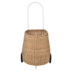 Grand Panier à Roulettes En Rotin Luggy - Naturel