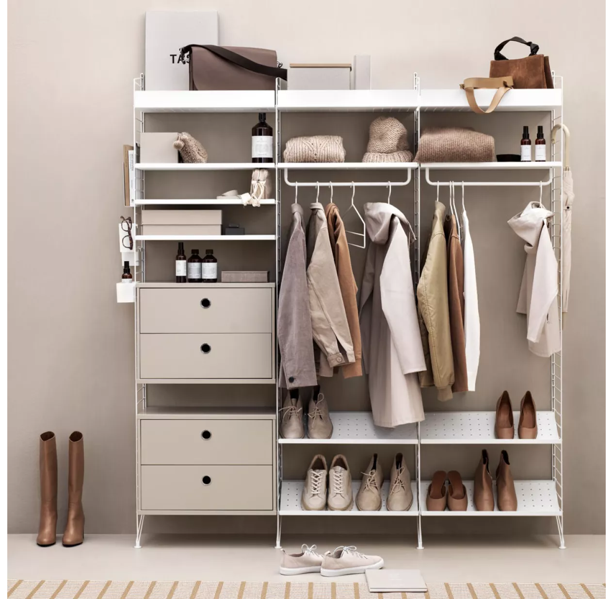 Chevet Mural 2 Tiroirs - Beige – Image 2