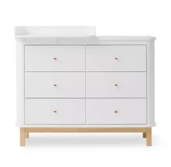 Commode Avec Petit Plan à Langer Wood - Chêne / Blanc