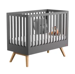 VOX Lit Bébé 60 X 120 Nature - Gris Anthracite