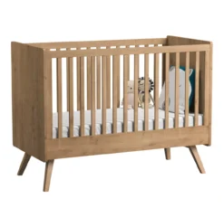 VOX Lit Bébé évolutif 70 X 140 Vintage - Chêne