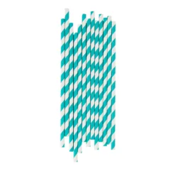 25 Pailles Rayées - Turquoise