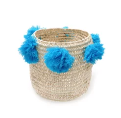 Panier Louis à Pompons - Turquoise