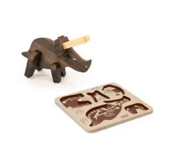 Puzzle Triceratops à Assembler - Chêne Foncé
