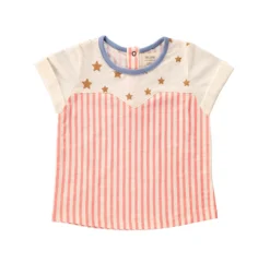 T-Shirt Imprimé Etoiles Et Rayures - Rose