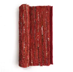 Tapis Lirette En Cuir - Corail